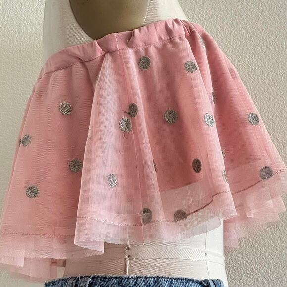 handmade pink and silver mesh polka dot bandeau - Picture 3 of 7